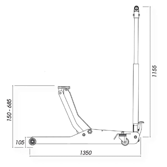 FG 722/5T Sollevatore Idraulico a Carrello - 5 Tonnellate Modello Lungo per mezzi Pesanti
